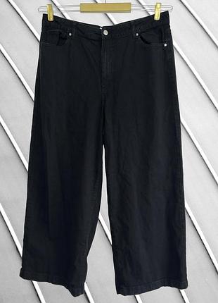 Женские черные джинсы denim 18 2xl 3xl оригинал деним широкие джинсы wide leg с высокой посадкой батал свободные состояния идеал 54 56 58