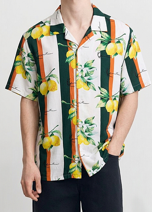 Бавовняна літня сорочка karl kani lemon striped shirt. оригінал