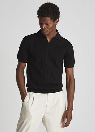 Чоловiче преміальне в'язане поло reiss flow open collar polo