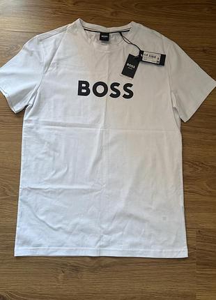 Футболка boss beach white logo xs | нова, оригінал hugo boss