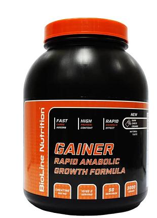 Gainer rapid anabolic + growth formula +creatine (3 кг/банка/шоколад) гейнер для увеличения и набора массы тела bioline