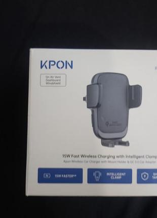 Автомобільний бездротовий зарядний пристрій kpon з кріпленням на вентиляційну решітку або панель, що забезпечує швидку зарядку 15 вт.