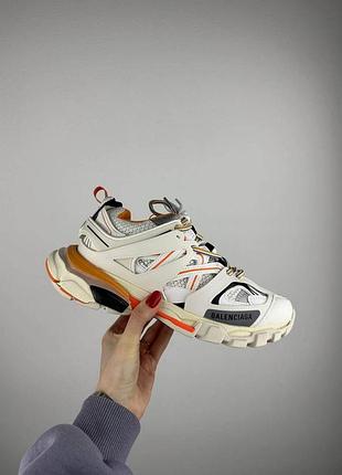 Біло-сірі кросівки баленсіага трек унісекс balenciaga track silver orange 37