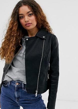 💖💖💖стильная женская черная демисезонная куртка кожзам new look (дефект)💖💖💖