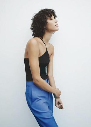 Новый топ zara join life l асимметричный черный в рубчик на одно плечо с биркой