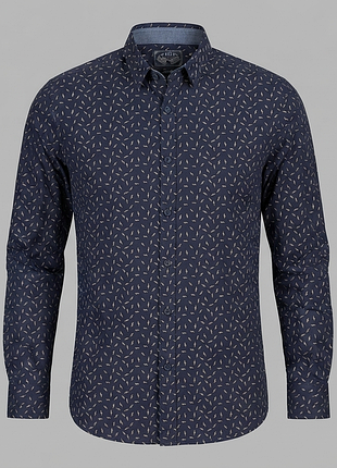 Мужская котоновая принтованная рубашка celio, италия. размер - l slim (m)