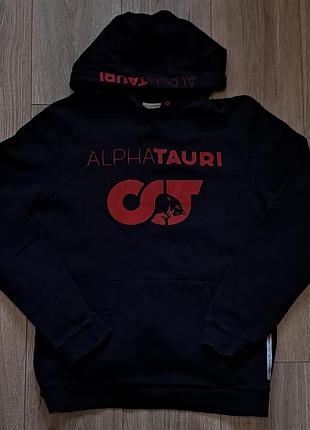 Темно синее худи alphatauri с большим логотипом