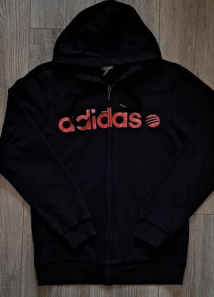 Черная зип-худи adidas neo с красным логотипом