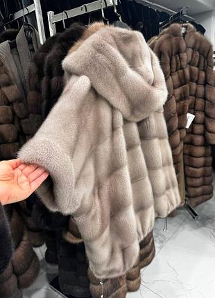 Норковая шуба с капюшоном