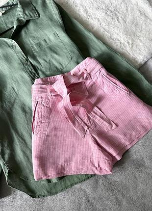 Розовые льняные шорты guess