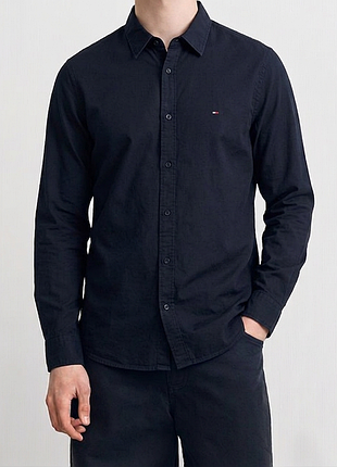 Темно-синя сорочка tommy hilfiger slim fit. оригінал m-l