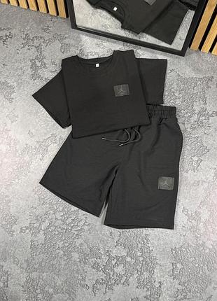 Літній комплект футболка+шорти air jordan нашивка чорний артикул: j0010