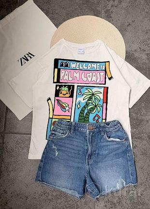 Белая футболка zara kids (l3)