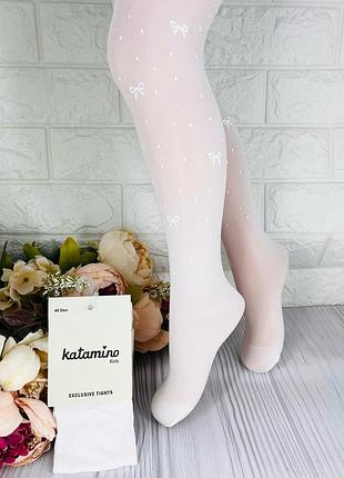 Капронові колготи для дівчинки 40 den білі тм katanino туреччина