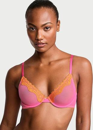 Сетчатый бюстгальтер с кружевной отделкой victoria's secret
