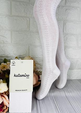 Колготи для дівчинки білі бавовняні тм katamino туреччина