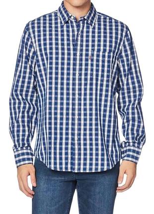 Мужская рубашка levi's sunset one pocket slim fit в сине-белую клетку