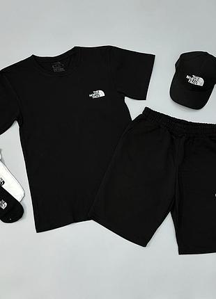 Футболка (чорна) + шорти + кепка tnf + шкарпетки в подарунок артикул: t0022