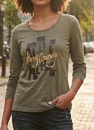 👚 лонгслив cecil нижняя s/m 100% хлопок хаки с пайетками