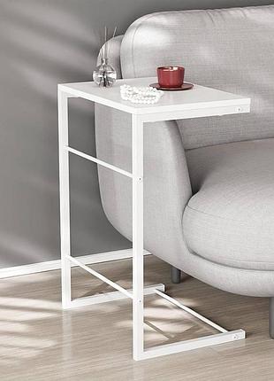 Столик приставний террі ferrum-decor 650x440x330 білий метал дсп біле 16 мм (frd-104655)