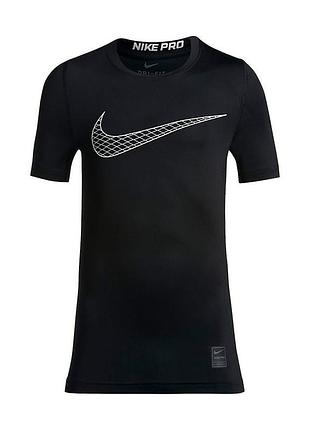 Черная детская спортивная футболка для мальчиков nike pro cool compression  8-10 лет