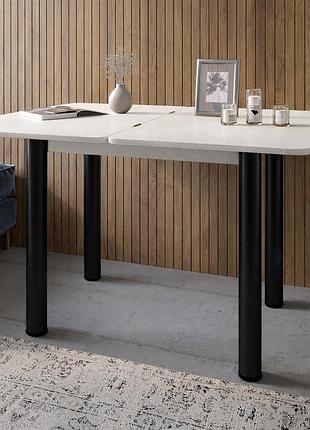 Обеденный стол раскладной lion нота черные ножки бетон style 60x90/90x120 (lion-045134)
