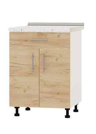 Кухонний модуль 1 шухляда оптіма низ н75-600 білий/дуб крафт золотий (без стільниці) 600х461х820 мм (dtm-073203)