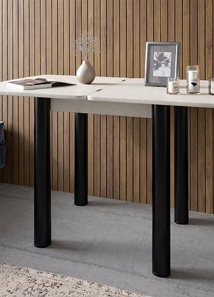 Обеденный стол раскладной lion нота мини черные ножки бетон style 60x70/70x120 (lion-045145)