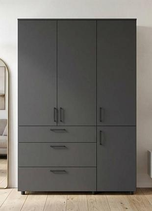 Шафа для одягу doros торн антрацит 3 дсп/3ш (штанга) 135х51.6х200 (drs-012085)