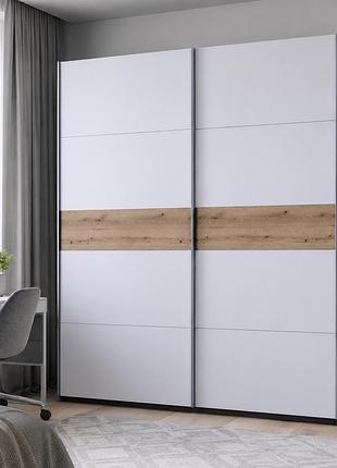 Шкаф купе doros g-caiser антрацит / белый вставка дуб эвок 2 дсп / 5 частей 220х60х240 (42005418) (drs-012252)