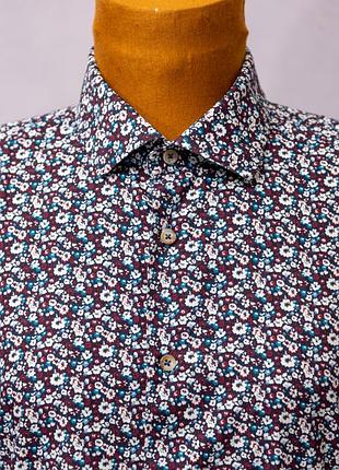 Чоловіча бавовняна сорочка slim fit з рясним флористичним принтом ✂️kiro's, bolzano - bozen, italy, made in eu 📍розмір 40, 15 3/4 (s)