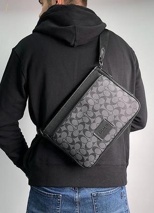 Сумка coach district crossbody in signature canvas - gunmetal/charcoal/black