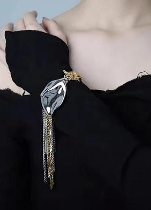 Люксовый креативный браслет в стиле schiaparelli скиапарелли, геометрия, листья, шикарно для фотосессии