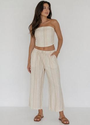 Літній костюм h&m divided топ і штани кюлоти, вісказа, льон