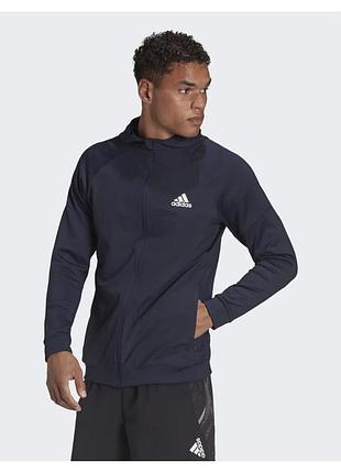 Худи мужское adidas training full-zip hoodie blue hc4252