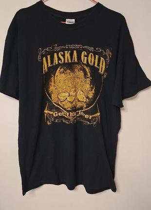 Футболка чоловіча чорна gildan alaska gold, розмір l - xl.