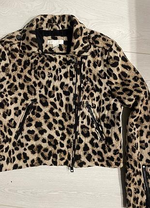 Стильна жіноча куртка-косуха h&m з леопардовим принтом m/l