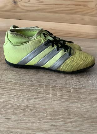 Дитячі футзалки adidas ace 16.3 primemesh салатового кольору зі сріблястими смужками