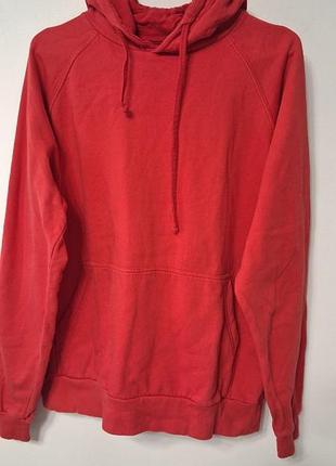 Худі кофта з капюшоном червона жіноча regular 100% cotton over size, розмір l - xl