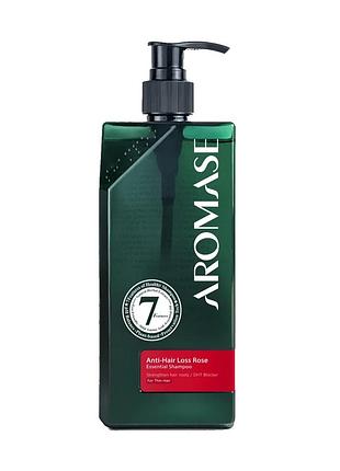 Шампунь для тонкого та ослабленого волосся з екстрактом троянди aromase anti-hair loss rose essential shampoo, 400 мл
