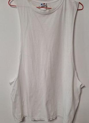Майка мужская белая с очень глубокими вырезами regular 100% cotton russel, размер l