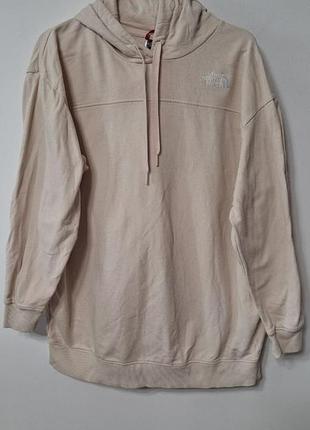 Худи кофта с капюшоном бежевая женская regular 100% cotton over size the north face, размер xl