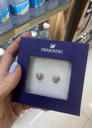 Сережки swarovski рожеве золото