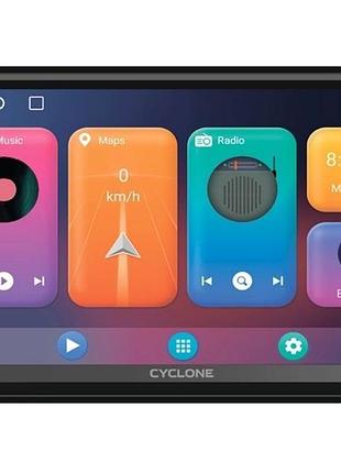 Автомагнитола cyclone mp-7086a v4 android 10, 2/32gb, 4 ядра, carplay, android auto, gps, wi-fi, 2din, 7"