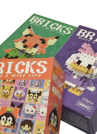 Конструктор bricks 133/134/172 деталей дейзі дак, гуфі, нік вайлд
