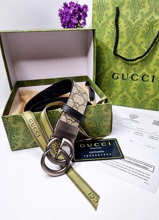 Шкіряний ремінь gucci двосторонній 3,5 см, ремінь гуччі, ремінь натуральна шкіра, комплект додатково