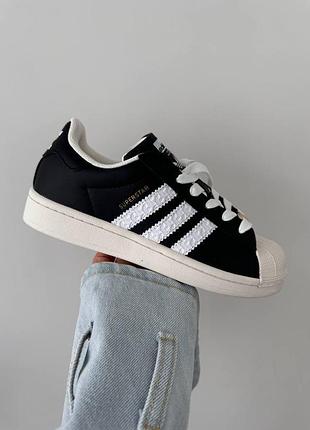Женские черно белые кожаные кроссовки adidas superstar, стильные классические кеды адидас из натуральной кожи 40