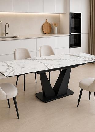 Стіл луара 140(200)*80*76 laminam invisible white (5mm)
