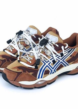Жіночі кросівки asics toga archives x asics gel-cumulus коричневі бігові кроси на весну літо асікс тога архіваж х гель-кумулус