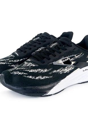 Чоловічі кросівки brooks launch 11 чорно білі шкіряні брендові якісні кроси для активного відпочинку на весну літо брукс лаунч